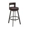 Armen Living Lynof Swivel Bar Stool in Brown Metal with Brown Faux Leather 840254335509 - alternate 1